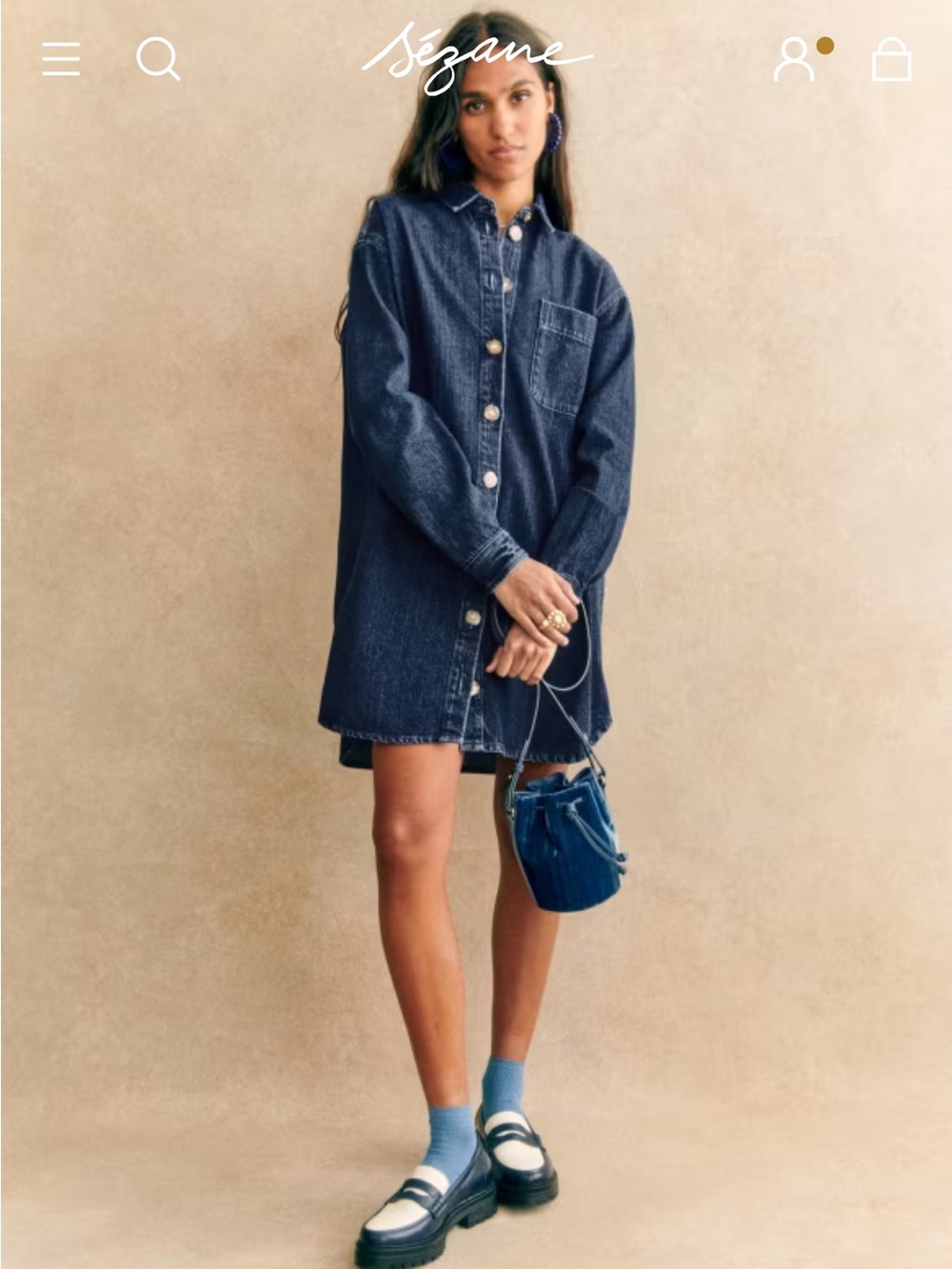 Sezane Sofie Dress in Dark Denim Blue - Picture 3 of 5